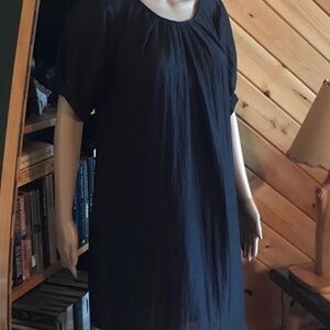 Francescas Black Scoop Neck Dress with Knit Slip